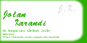 jolan karandi business card